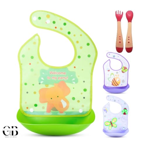 GB Gwendolyn's Boutique 3-Bib & Temperature Utensil Set