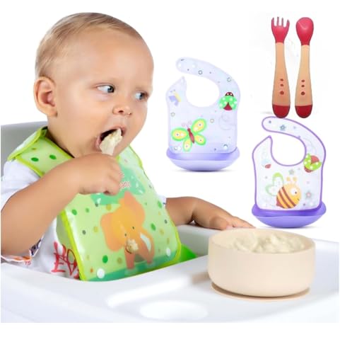 GB Gwendolyn's Boutique 3-Bib & Temperature Utensil Set