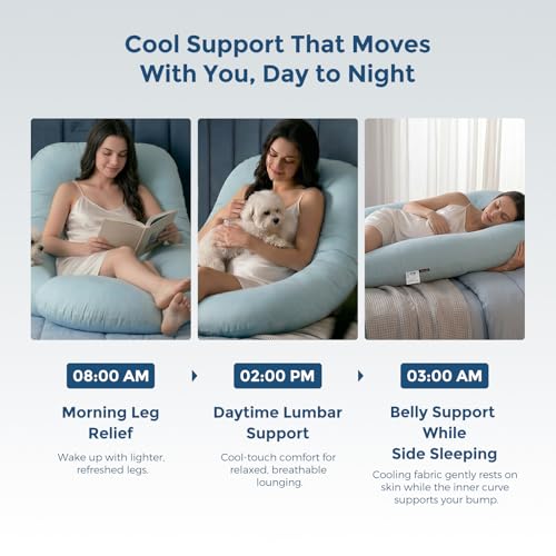Momcozy Pregnancy Pillows, U Shaped Full Body Maternity Pillow with Removable Cover - Support for Back, Legs, Belly, Hips for Pregnant Women, 57 Inch Pregnancy Pillows for Sleeping