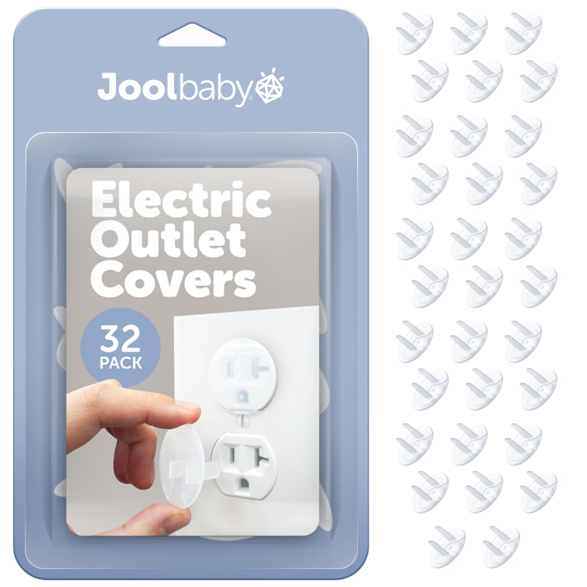 Jool Baby Transparent Outlet Covers for Child Safety, 32-Pack