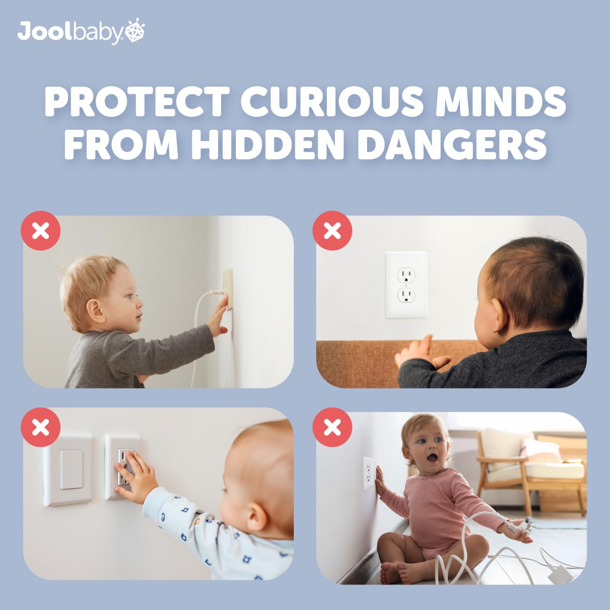 Jool Baby Transparent Outlet Covers for Child Safety, 32-Pack