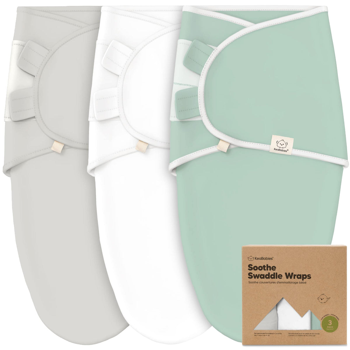 KeaBabies 3-Pack Organic Baby Swaddles for Newborns 0–6M