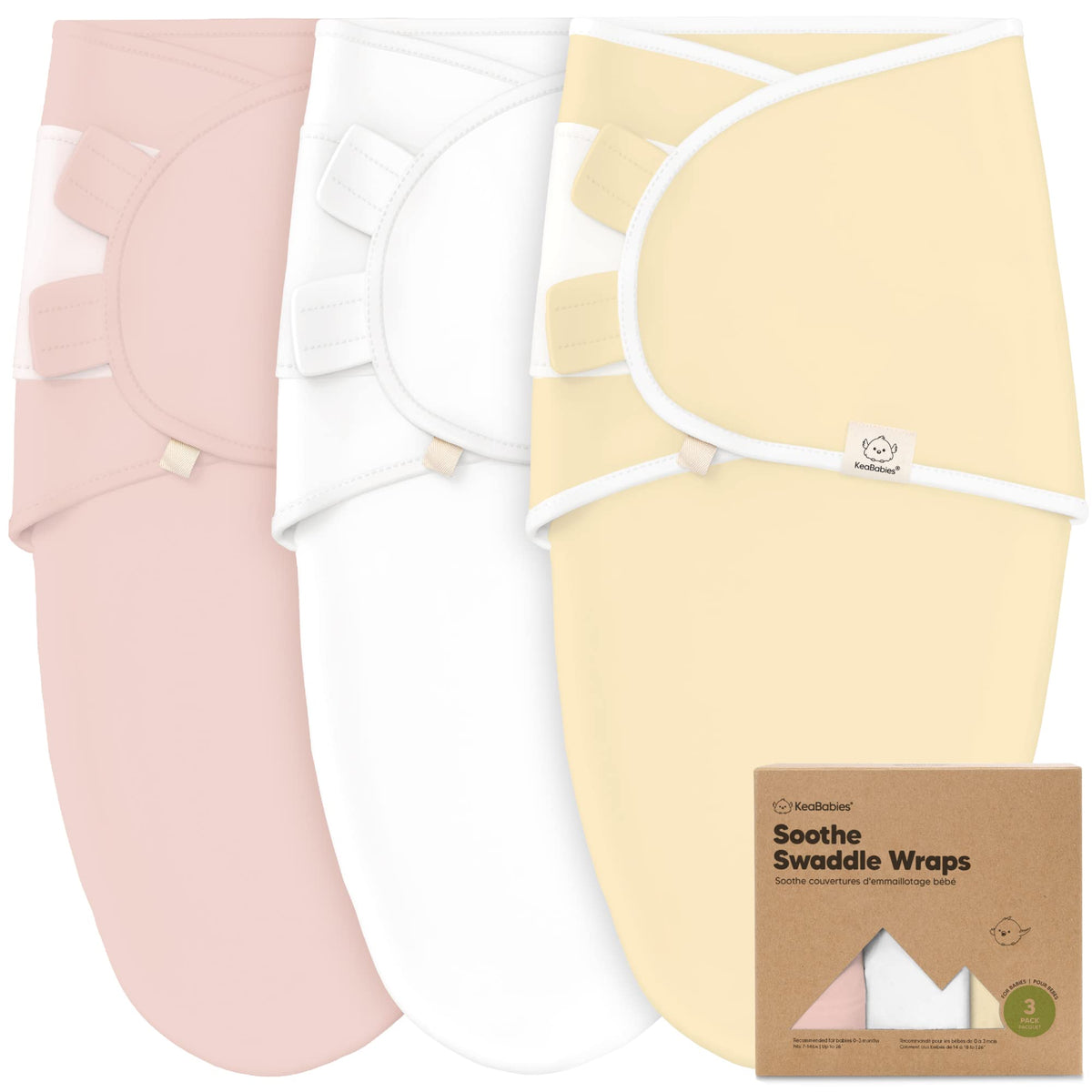 KeaBabies 3-Pack Organic Baby Swaddles for Newborns 0–6M