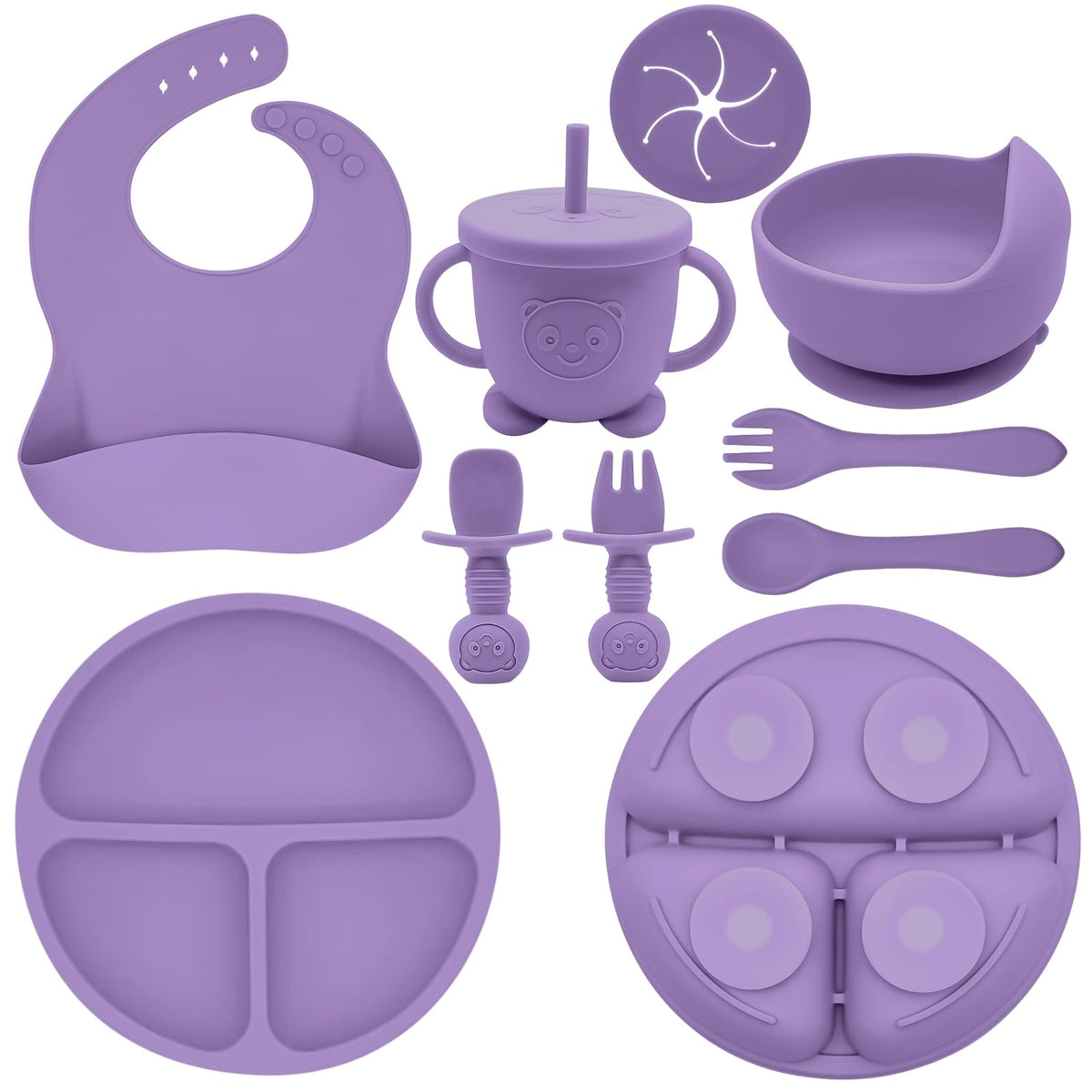 Silicone Baby Feeding Set with Plate, Bowl, Cup & Utensils