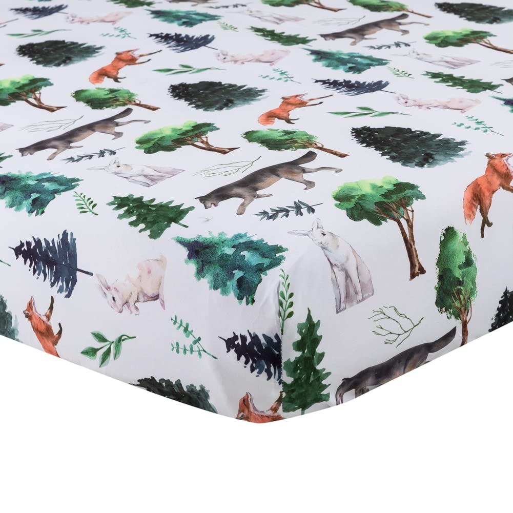 4-Pack Woodland Animal Neutral Fitted Baby Crib Sheets