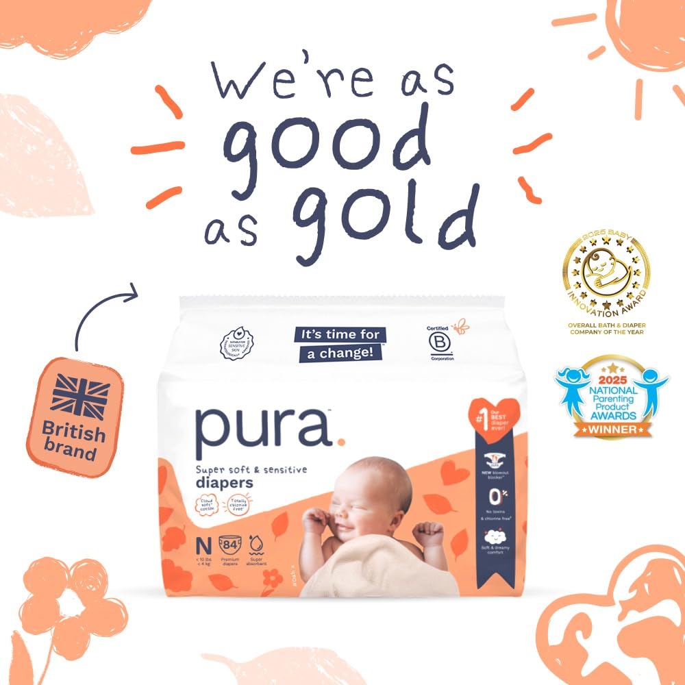 Pura Newborn Baby Diapers for Sensitive Skin