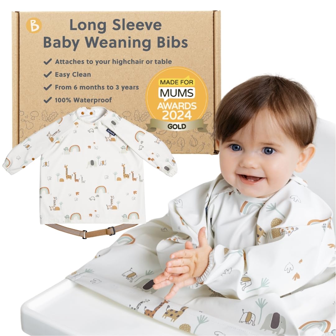 BIBaDO Easy-Clean Long Sleeve Bib for Babies & Toddlers
