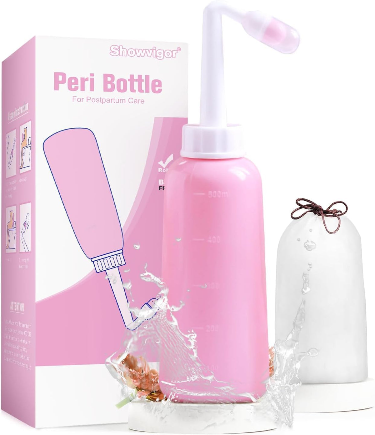 Showvigor Premium Peri Bottle for Postpartum Care | Upside Down Peri Bottle, Portable Bidet for Perineal Recovery and Cleansing After Birth