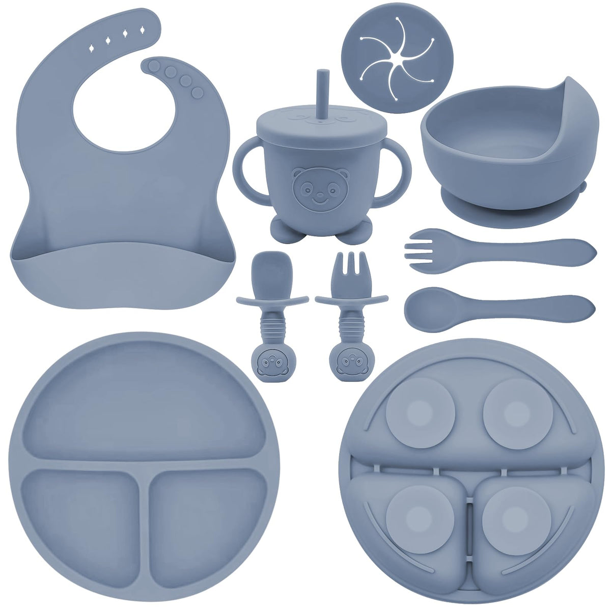 Silicone Baby Feeding Set with Plate, Bowl, Cup & Utensils