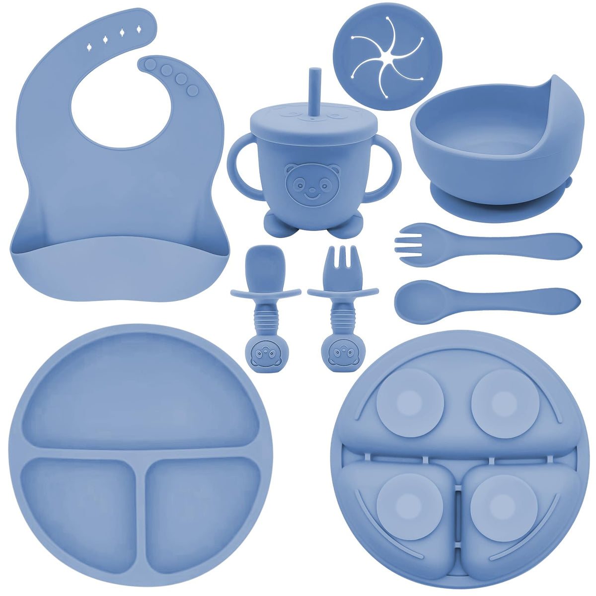 Silicone Baby Feeding Set with Plate, Bowl, Cup & Utensils