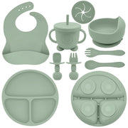 Silicone Baby Feeding Set with Plate, Bowl, Cup & Utensils