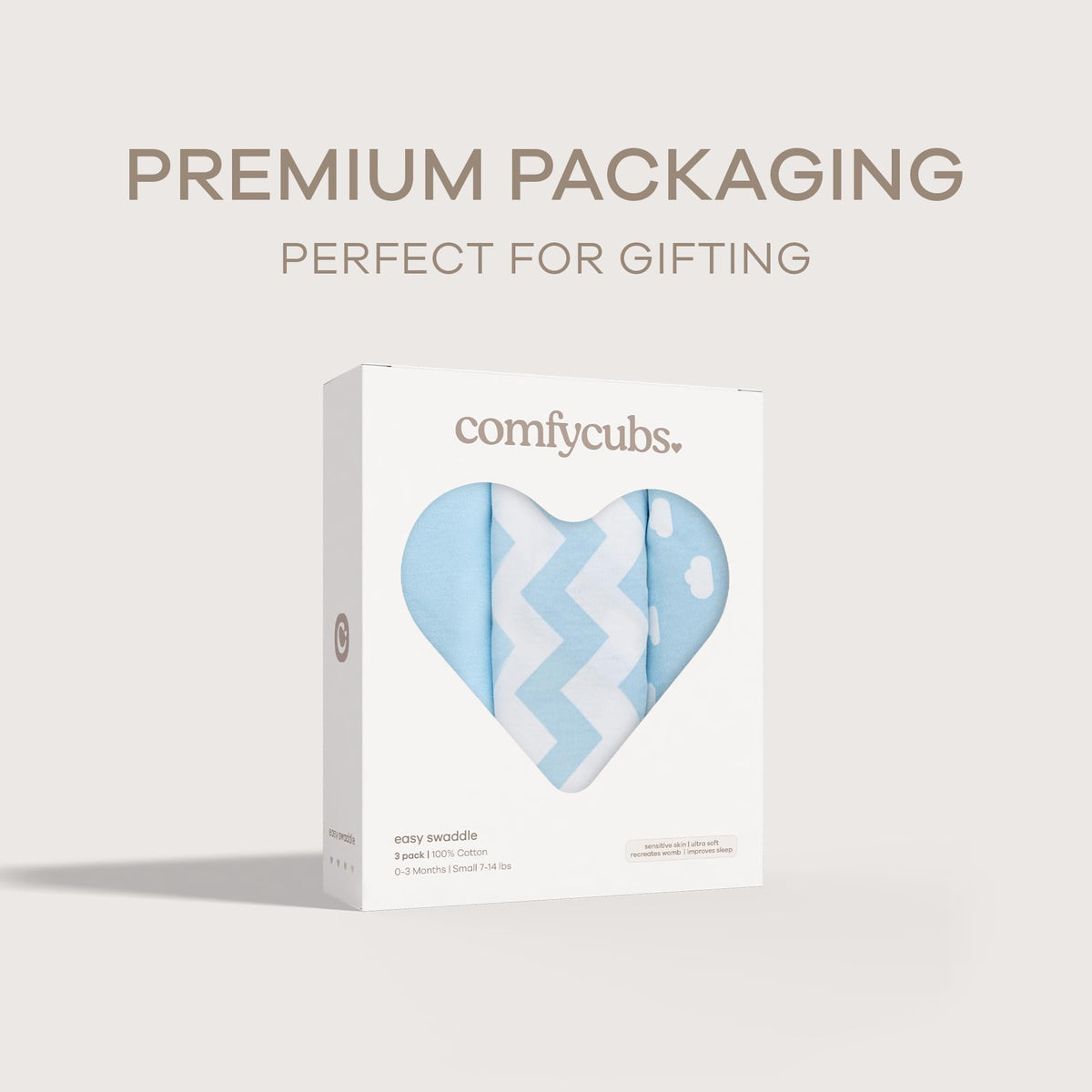 Comfy Cubs 3-Pack Easy Velcro Baby Swaddle Blankets