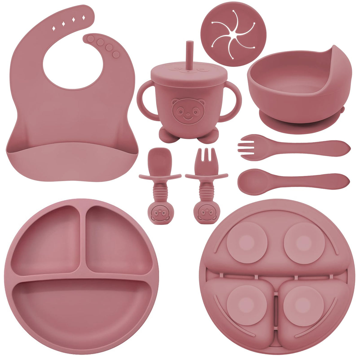 Silicone Baby Feeding Set with Plate, Bowl, Cup & Utensils