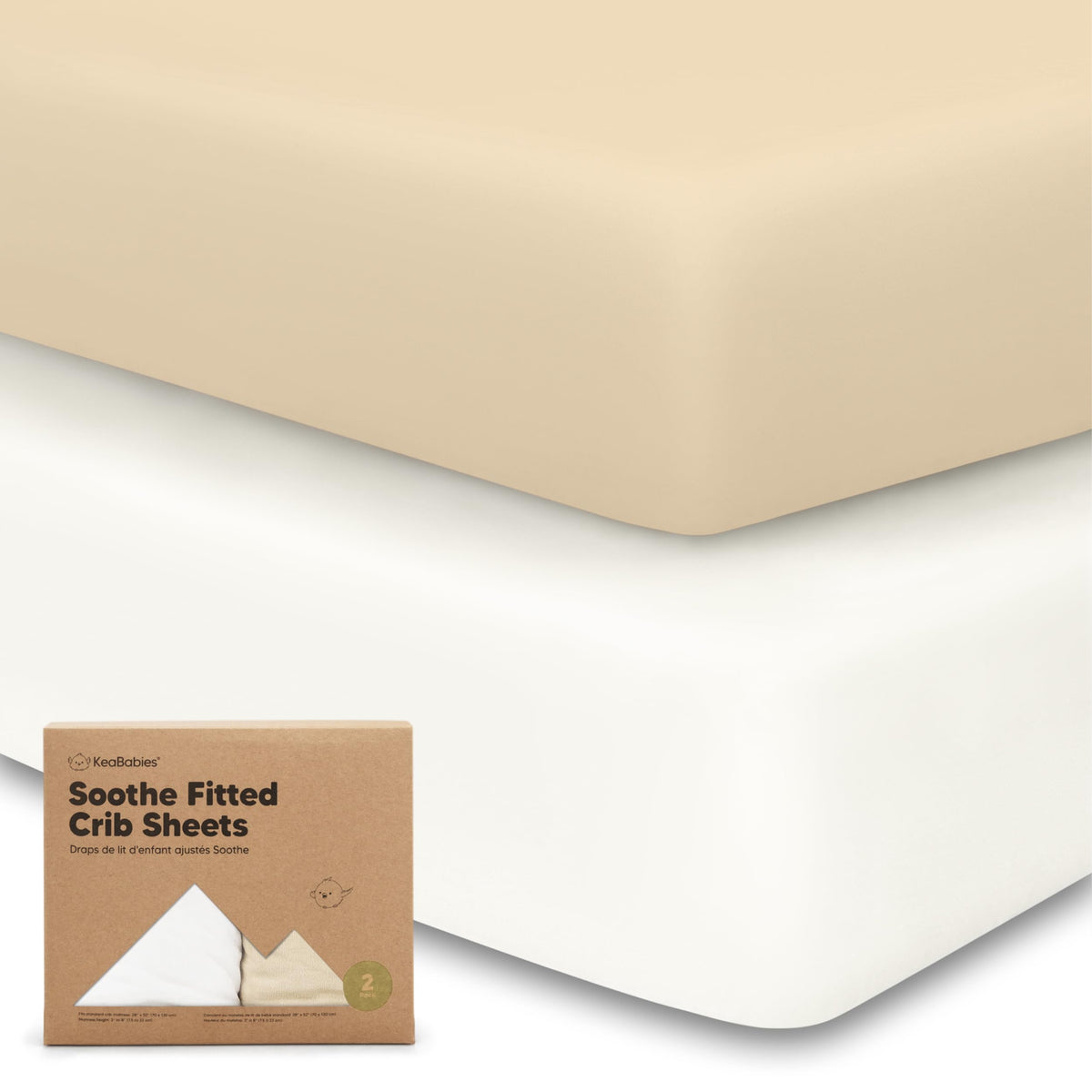 KeaBabies 2-Pack Organic Fitted Crib Sheets, 52 x 28 in