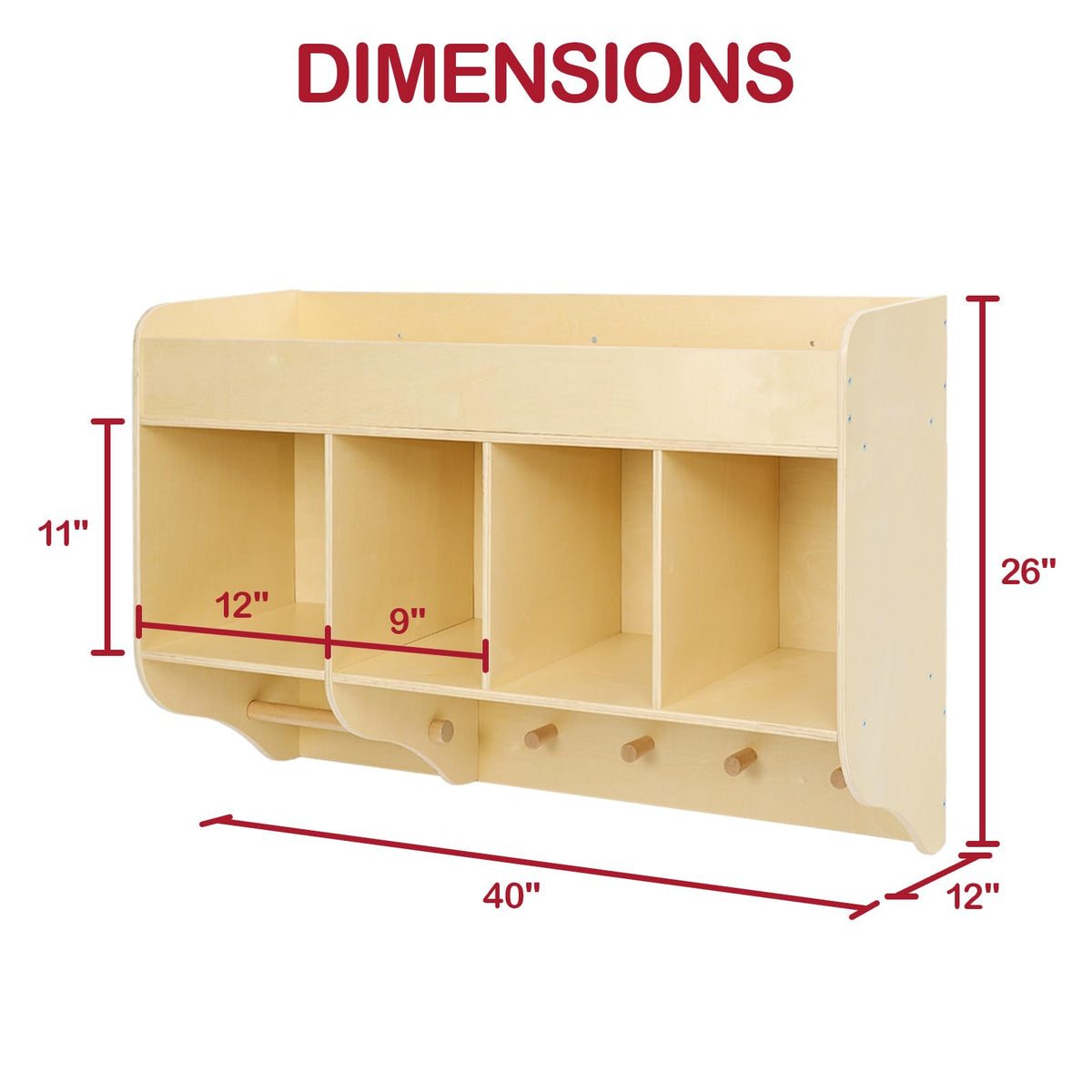 Monläurd Birch Wall-Mounted Diaper Organizer with Hooks