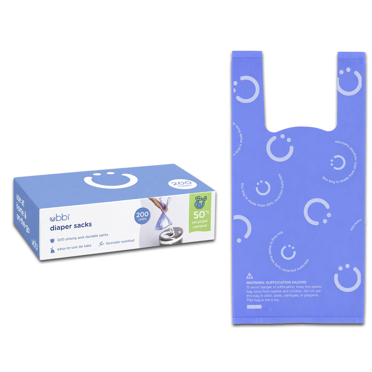 Ubbi Lavender-Scented Disposable Diaper Sacks with Tie Tabs