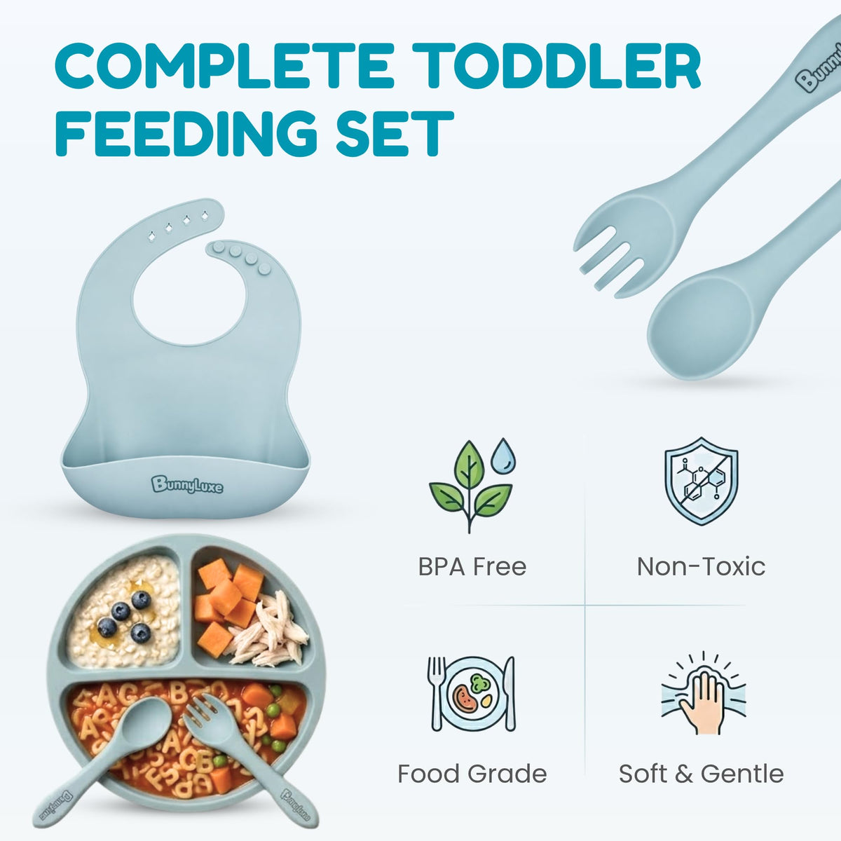 BunnyLuxe Waterproof Silicone Baby Feeding Bibs