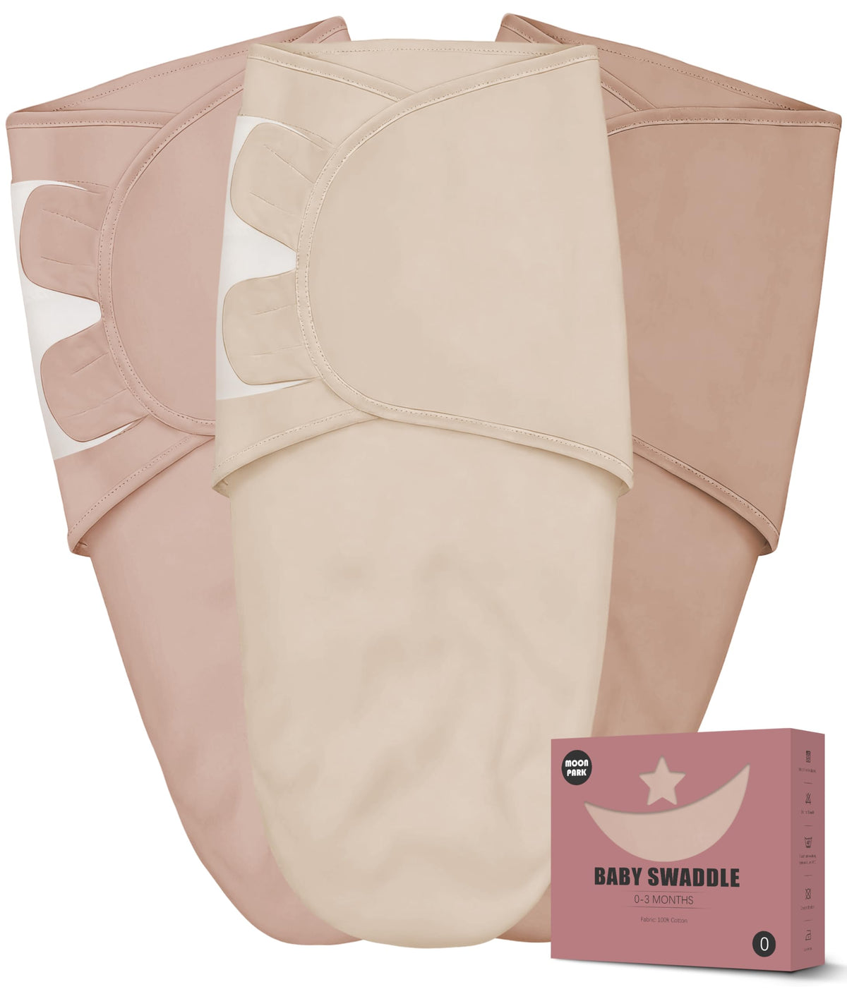 MOON PARK 3-Pack 100% Cotton Baby Swaddle Blankets