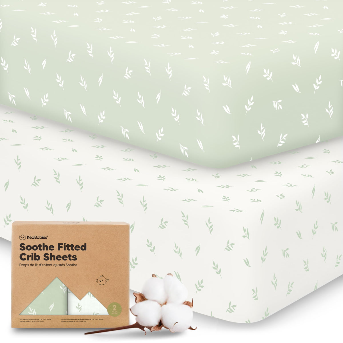 KeaBabies 2-Pack Organic Fitted Crib Sheets, 52 x 28 in
