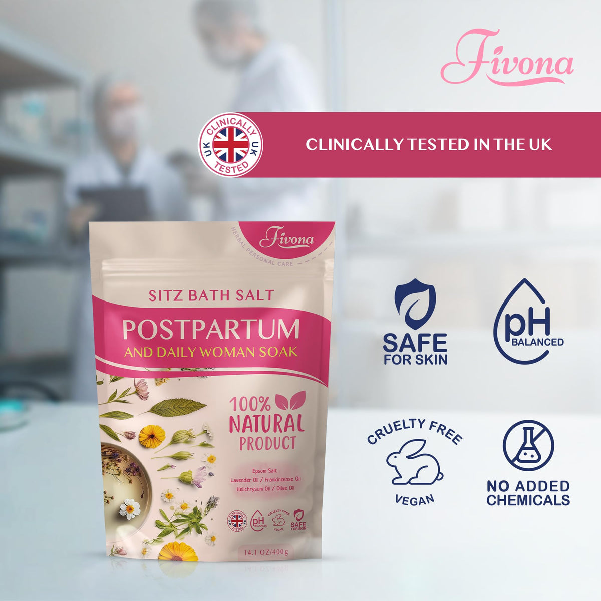 FIVONA Sitz Bath Soak Kit Postpartum Soak Blend - Epsom Salt with Essential Oils Blend for Sitz Bath Soaking, Perineal Care, Fast Postpartum Recovery & Hemorrhoid Treatment, Essential Mix for New Mom