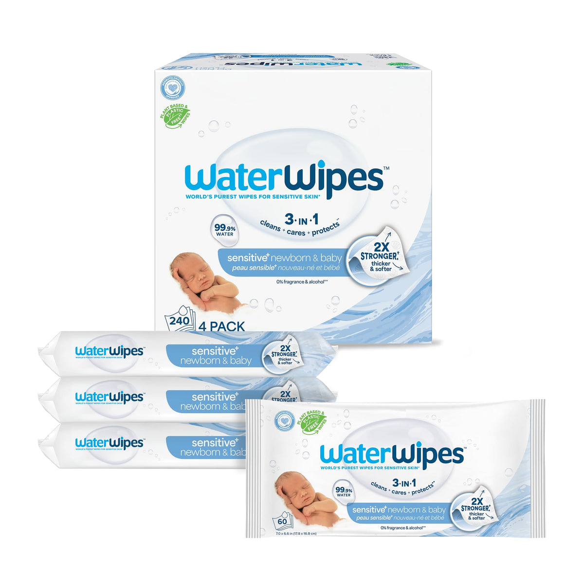 WaterWipes Original Plastic-Free Baby Wipes for Sensitive Skin
