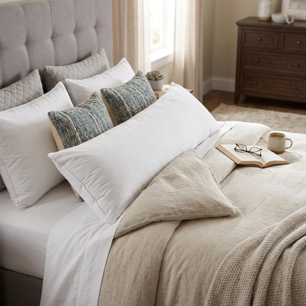 East Coast Bedding Body Pillow, 100% Cotton Shell, Soft Breathable Comfort, Full Body Support for Side Sleepers, Multiple Fill & Size Options