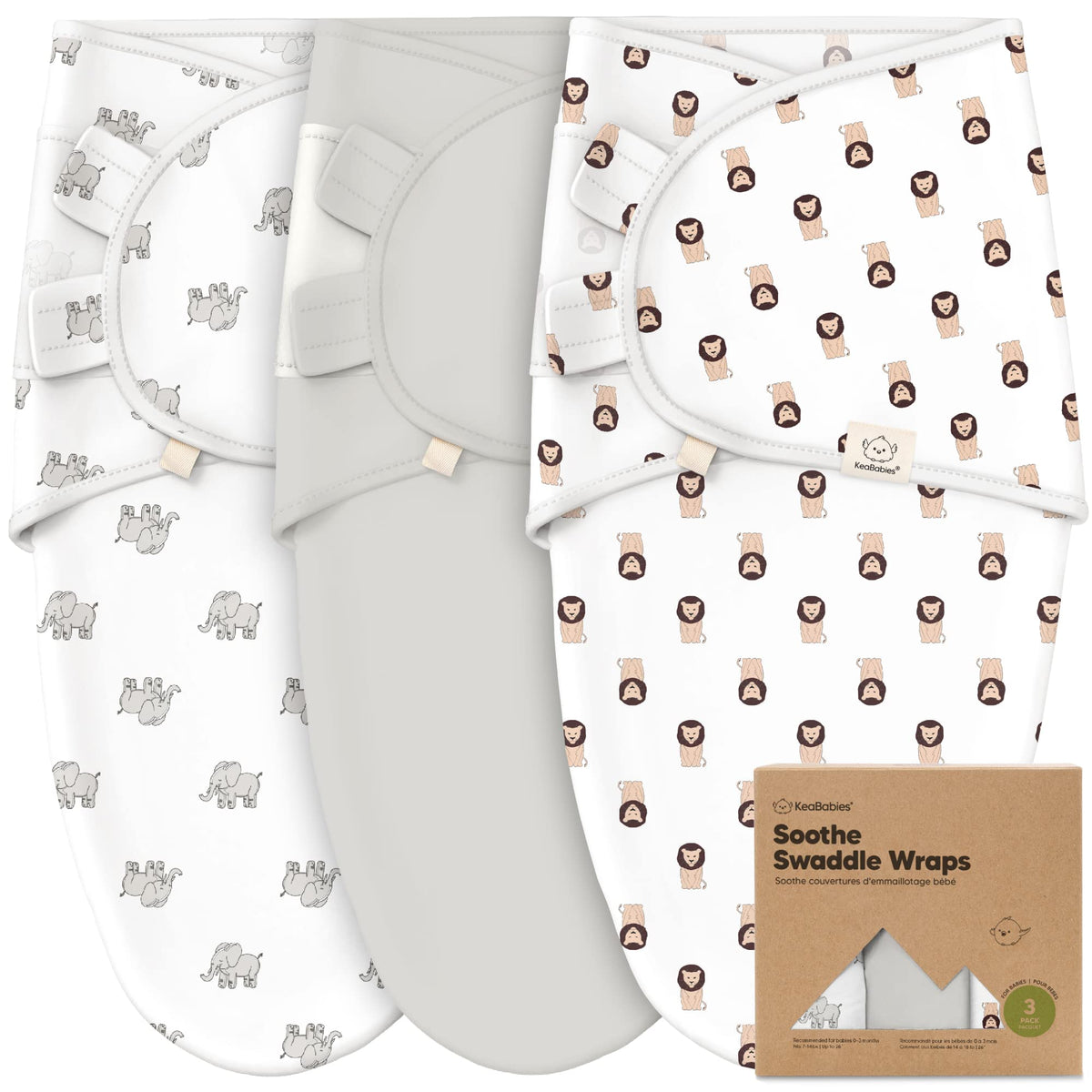 KeaBabies 3-Pack Organic Baby Swaddles for Newborns 0–6M