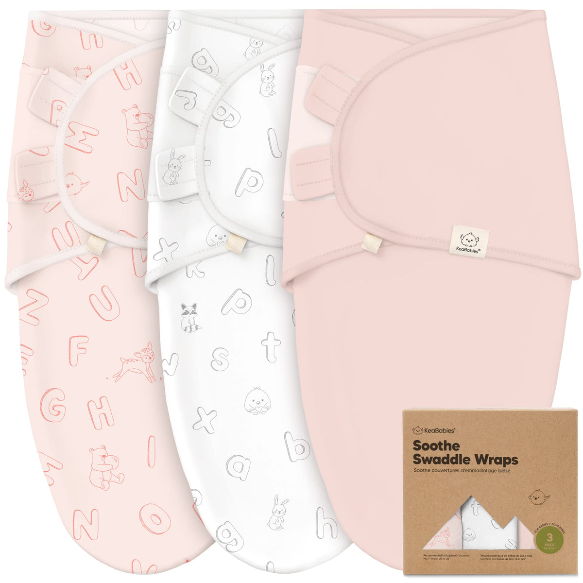 KeaBabies 3-Pack Organic Baby Swaddles for Newborns 0–6M