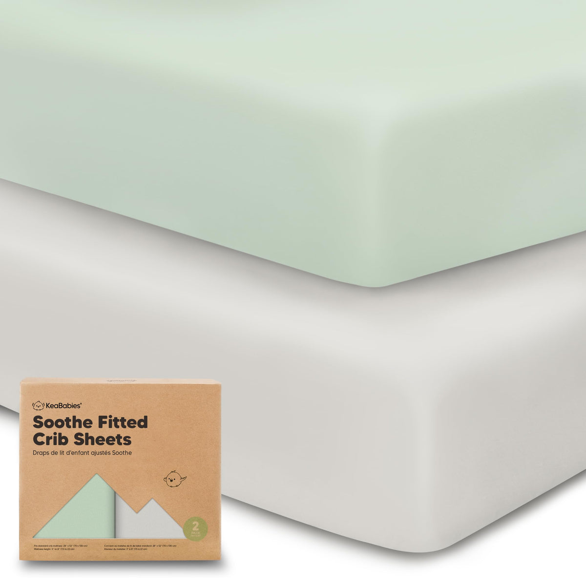 KeaBabies 2-Pack Organic Fitted Crib Sheets, 52 x 28 in
