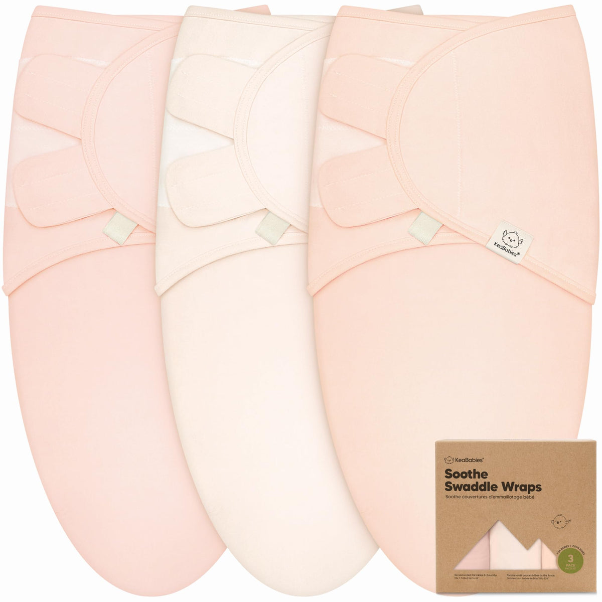 KeaBabies 3-Pack Organic Baby Swaddles for Newborns 0–6M