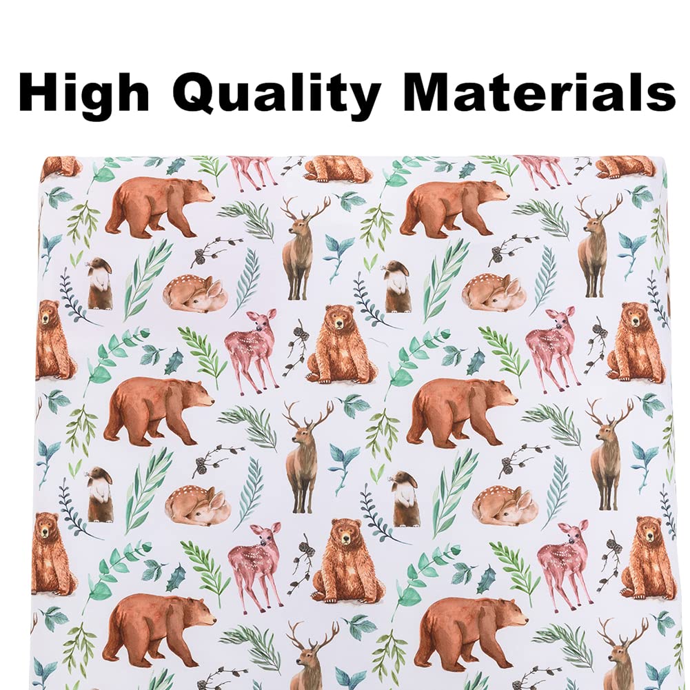 4-Pack Woodland Animal Neutral Fitted Baby Crib Sheets