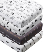 4-Pack Woodland Animal Neutral Fitted Baby Crib Sheets