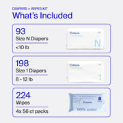 Coterie Baby Wipes & Diapers Kit for Sensitive Skin