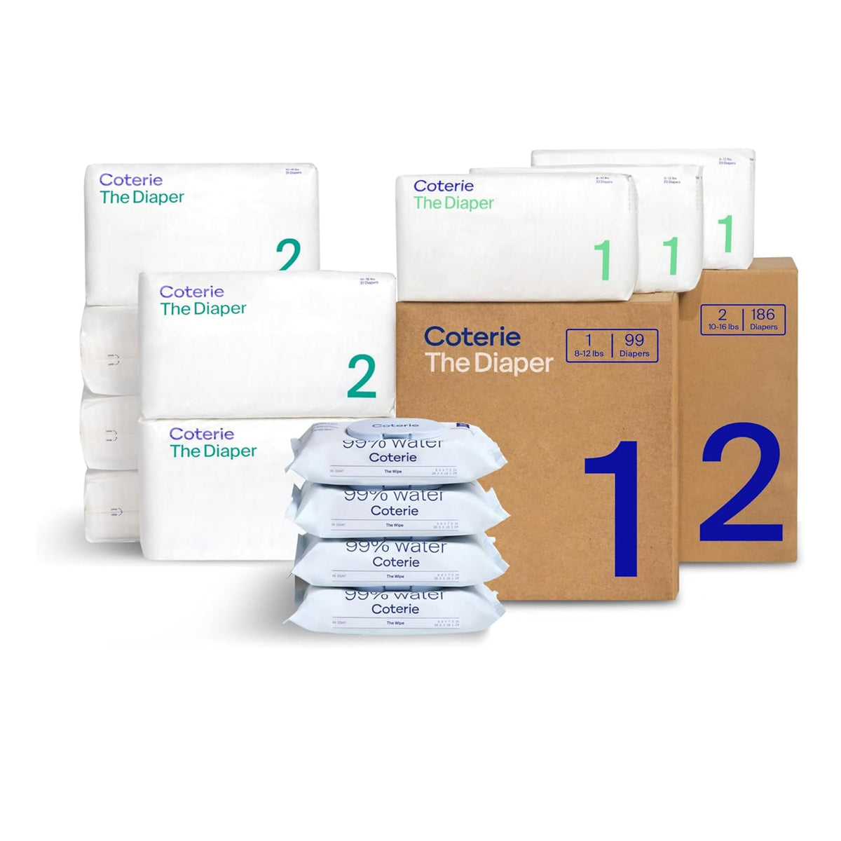 Coterie Baby Wipes & Diapers Kit for Sensitive Skin