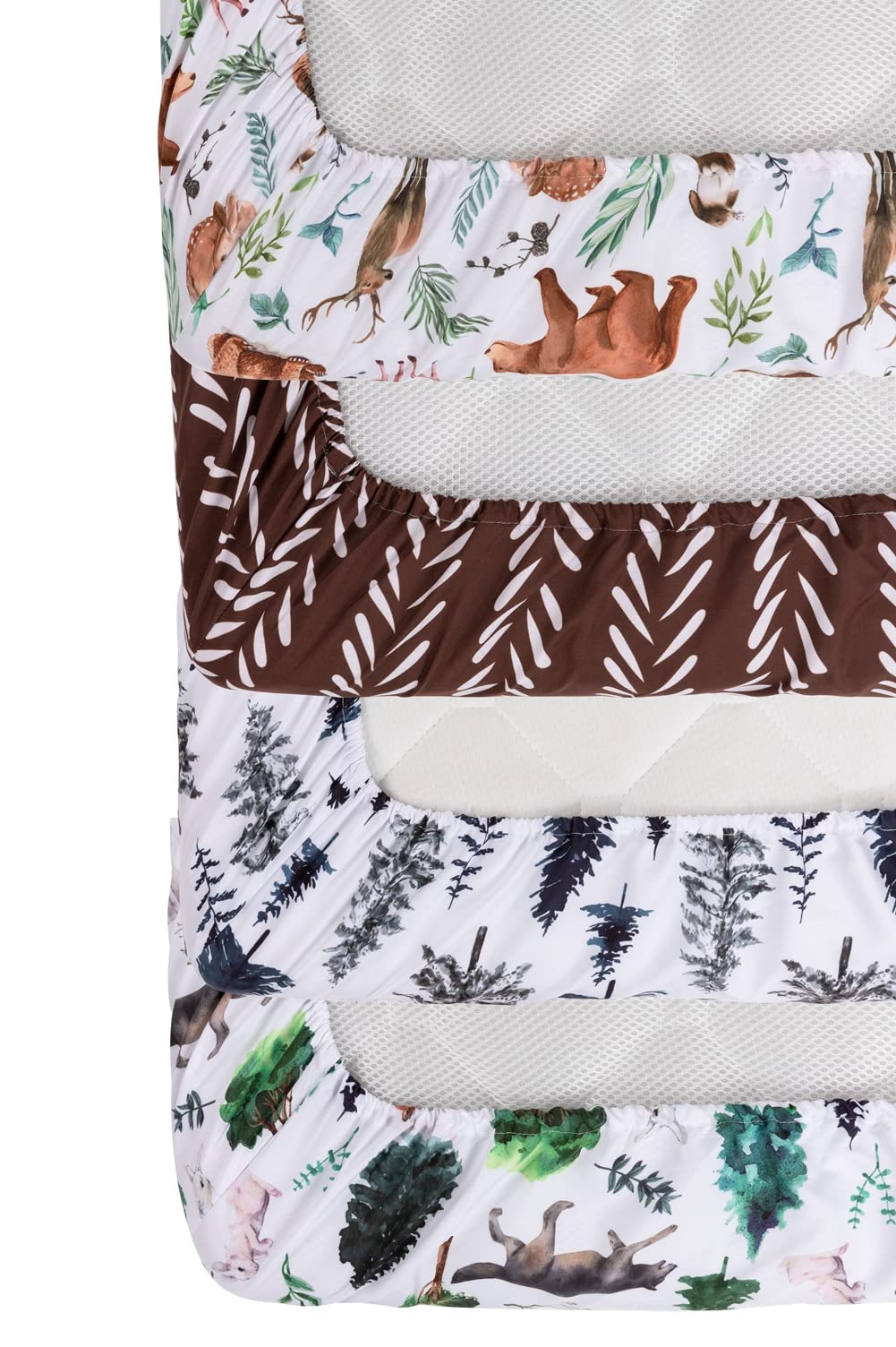 4-Pack Woodland Animal Neutral Fitted Baby Crib Sheets