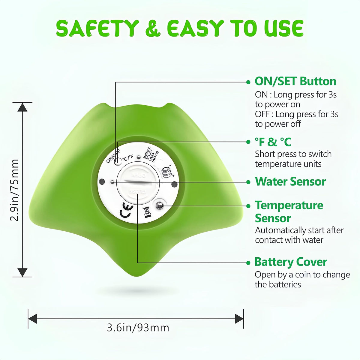 Digital Baby Bath Thermometer with 3-Color Temperature Warning