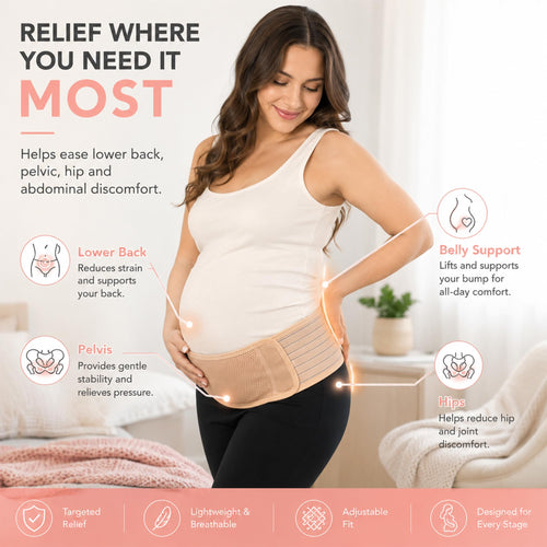 AZMED Maternity Belly Band for Pregnant Women | Breathable Pregnancy Belly Support Band for Abdomen, Pelvic, Waist, & Back Pain | Adjustable Maternity Belt | For All Stages of Pregnancy