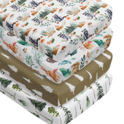 4-Pack Woodland Animal Neutral Fitted Baby Crib Sheets