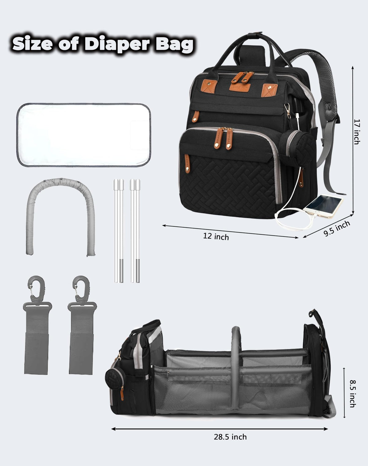 Astro alan Waterproof Diaper Backpack with Changing Station