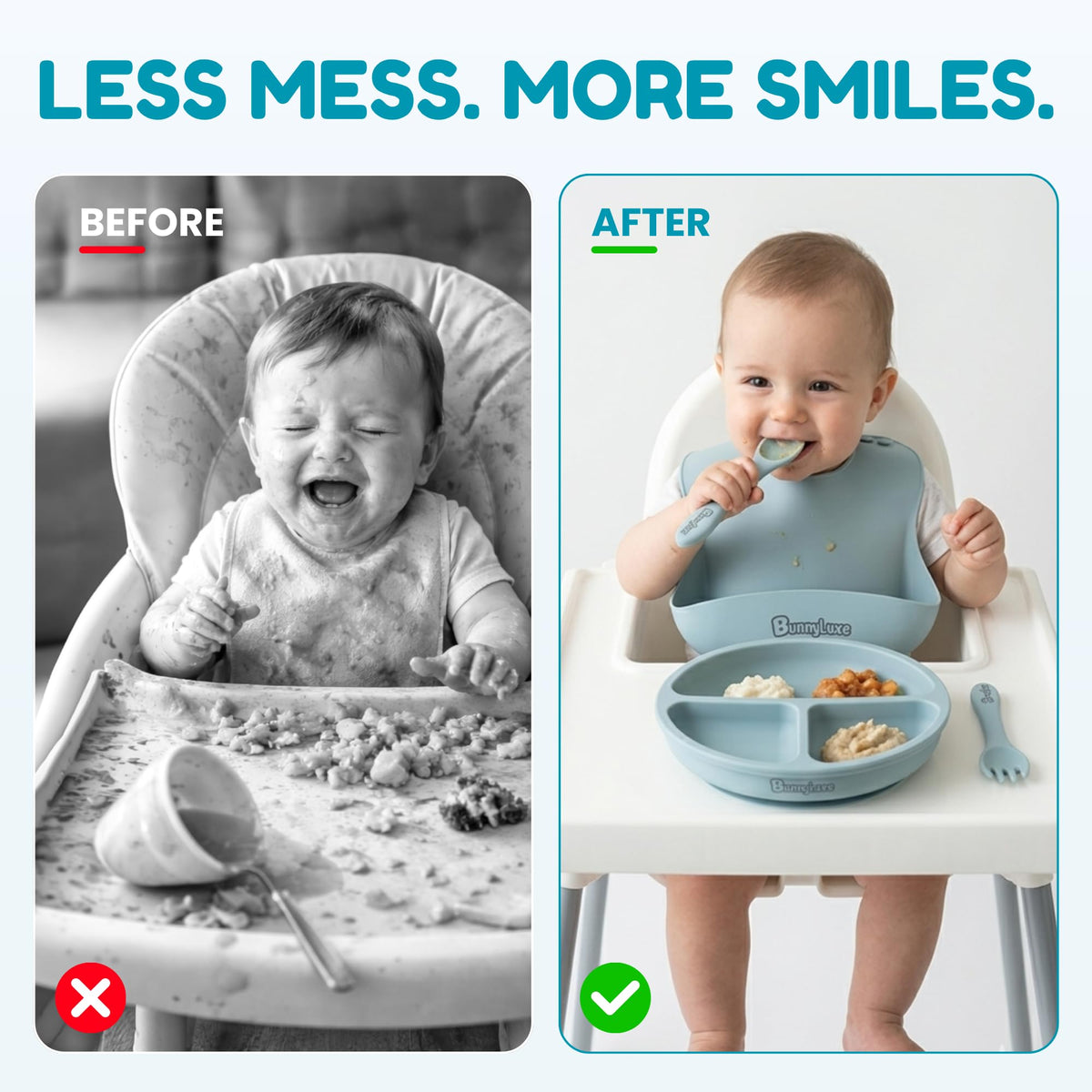 BunnyLuxe Waterproof Silicone Baby Feeding Bibs