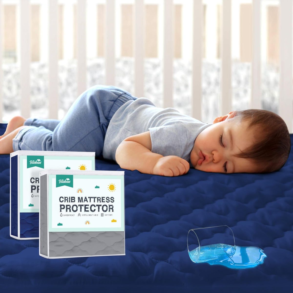Waterproof Quilted Crib Mattress Protector Fitted Sheet