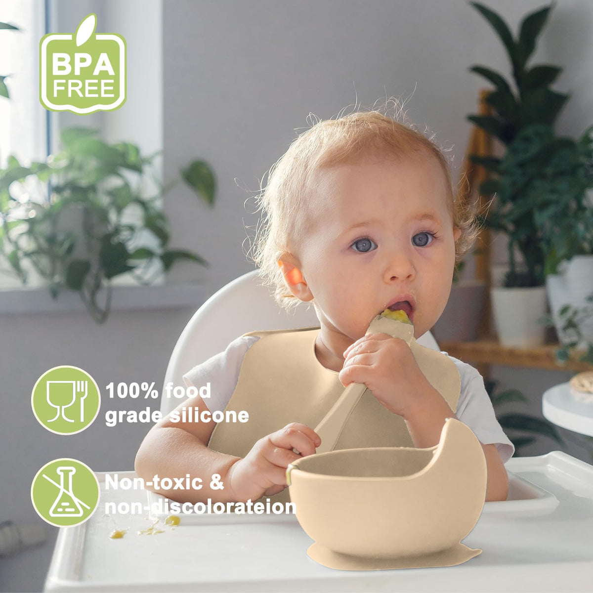 Silicone Baby Feeding Set with Plate, Bowl, Cup & Utensils