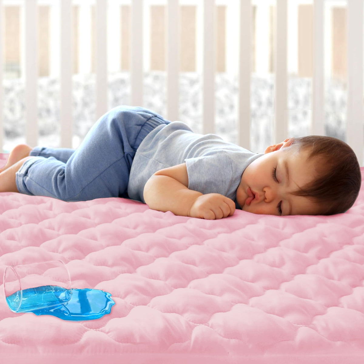 Waterproof Quilted Crib Mattress Protector Fitted Sheet