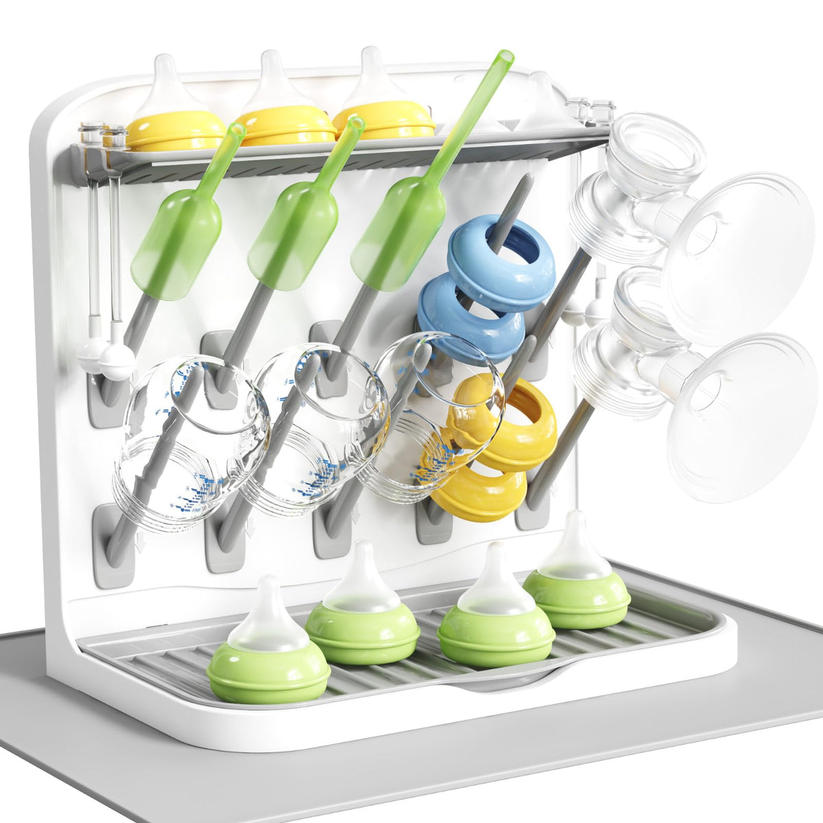 Lifewit Large Baby Bottle Drying Rack with Drain Mat & 15 Hooks, Newborn Essentials Must Haves, Bottle Storage Organizer for Countertop, Cabinet, Rack Dryer Holder for Pacifiers