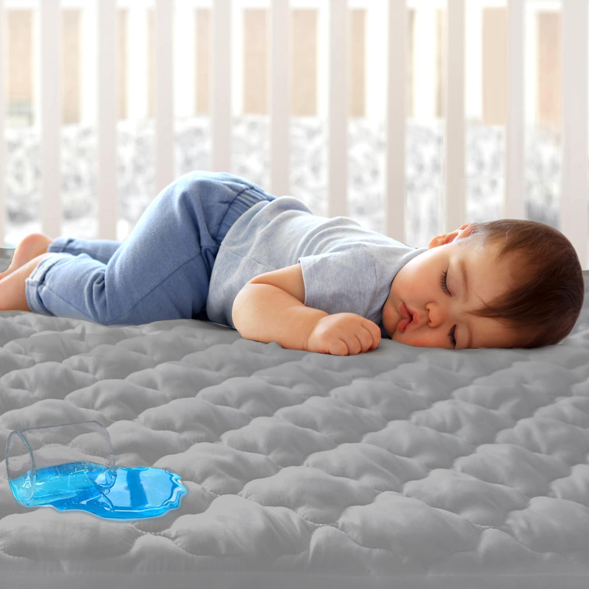 Waterproof Quilted Crib Mattress Protector Fitted Sheet