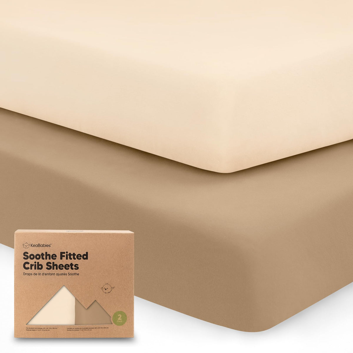 KeaBabies 2-Pack Organic Fitted Crib Sheets, 52 x 28 in