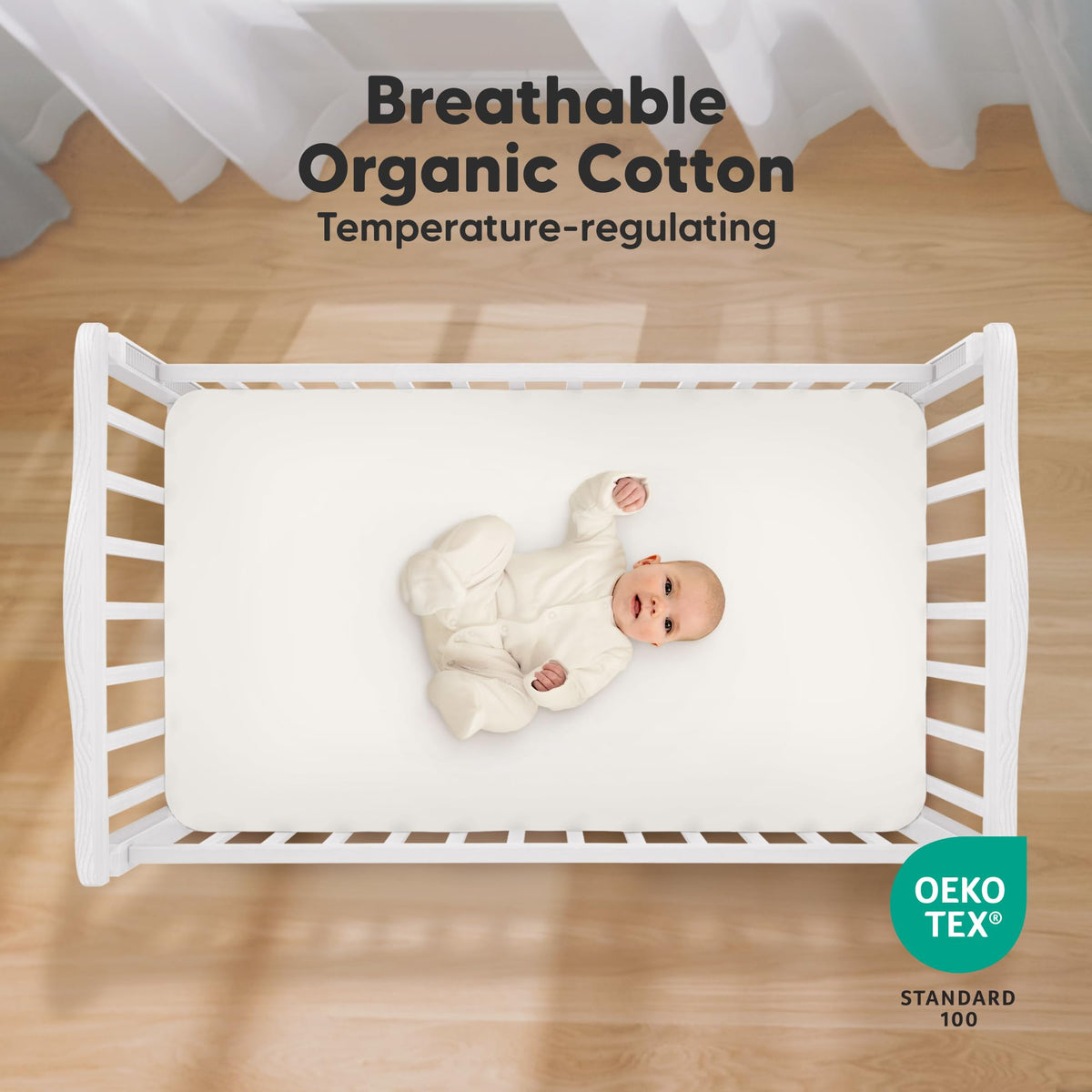 KeaBabies 2-Pack Organic Fitted Crib Sheets, 52 x 28 in