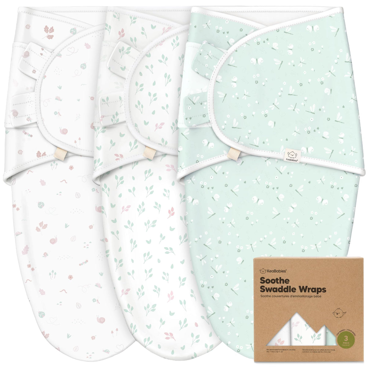 KeaBabies 3-Pack Organic Baby Swaddles for Newborns 0–6M