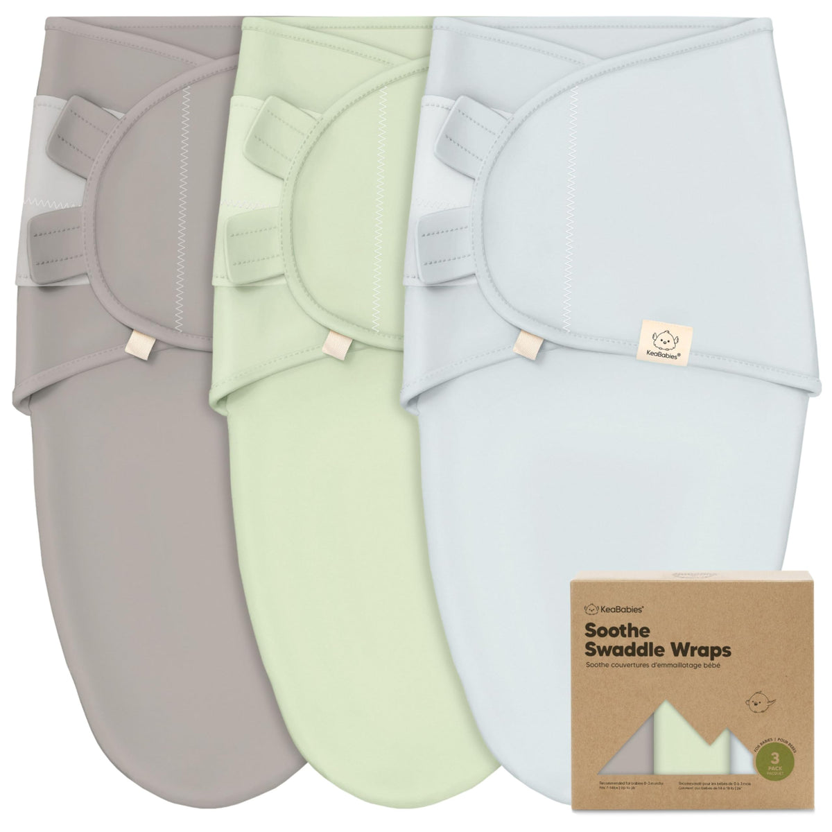 KeaBabies 3-Pack Organic Baby Swaddles for Newborns 0–6M