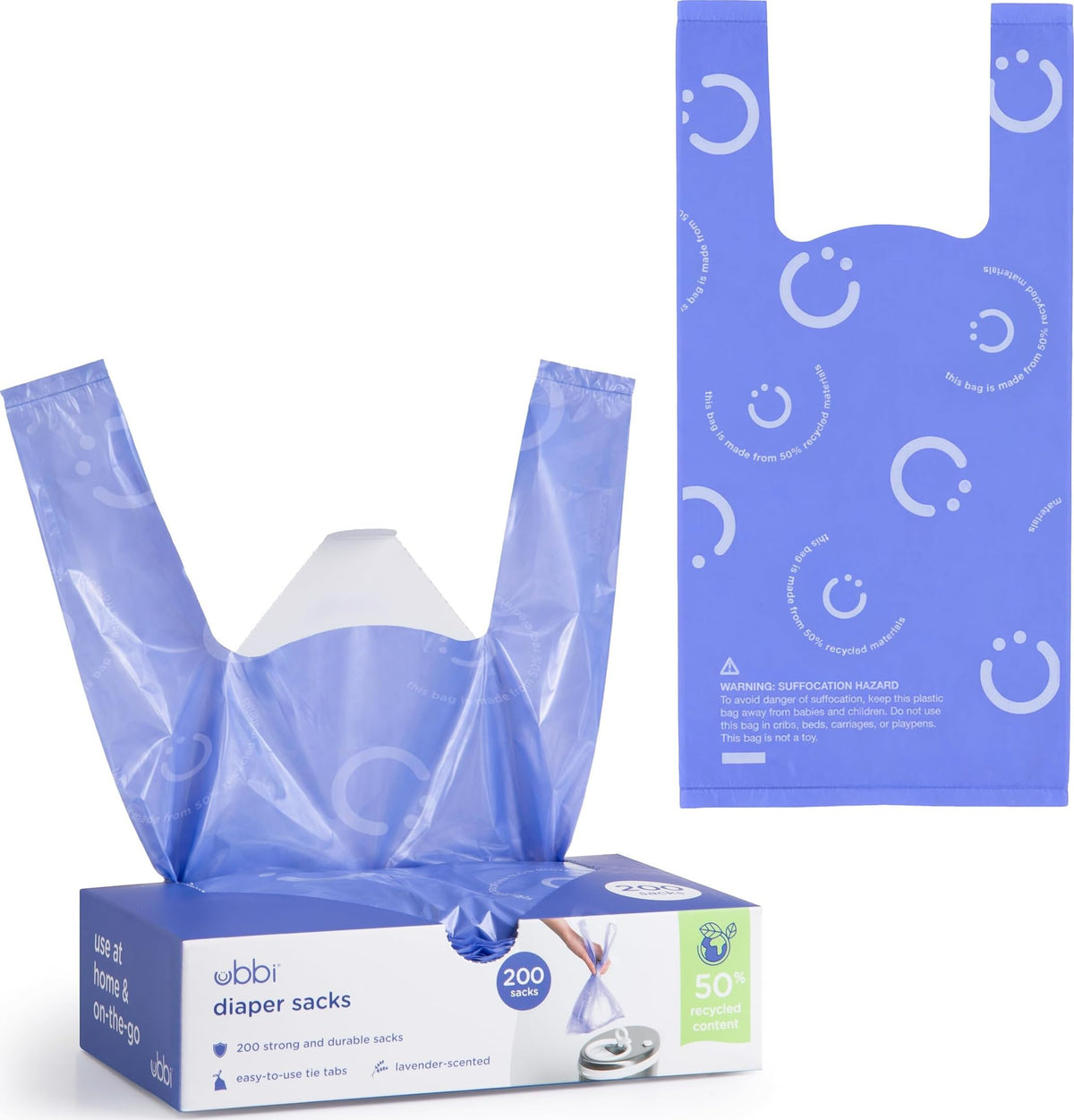 Ubbi Lavender-Scented Disposable Diaper Sacks with Tie Tabs